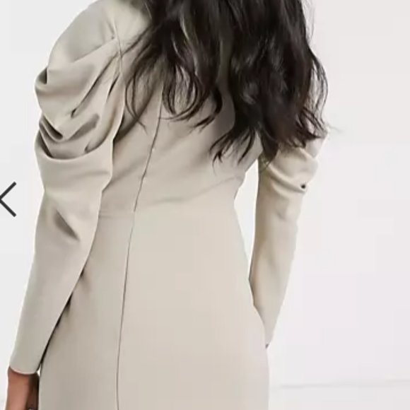 ASOS DESIGN mini drape front tux dress- Taupe - Picture 3 of 6